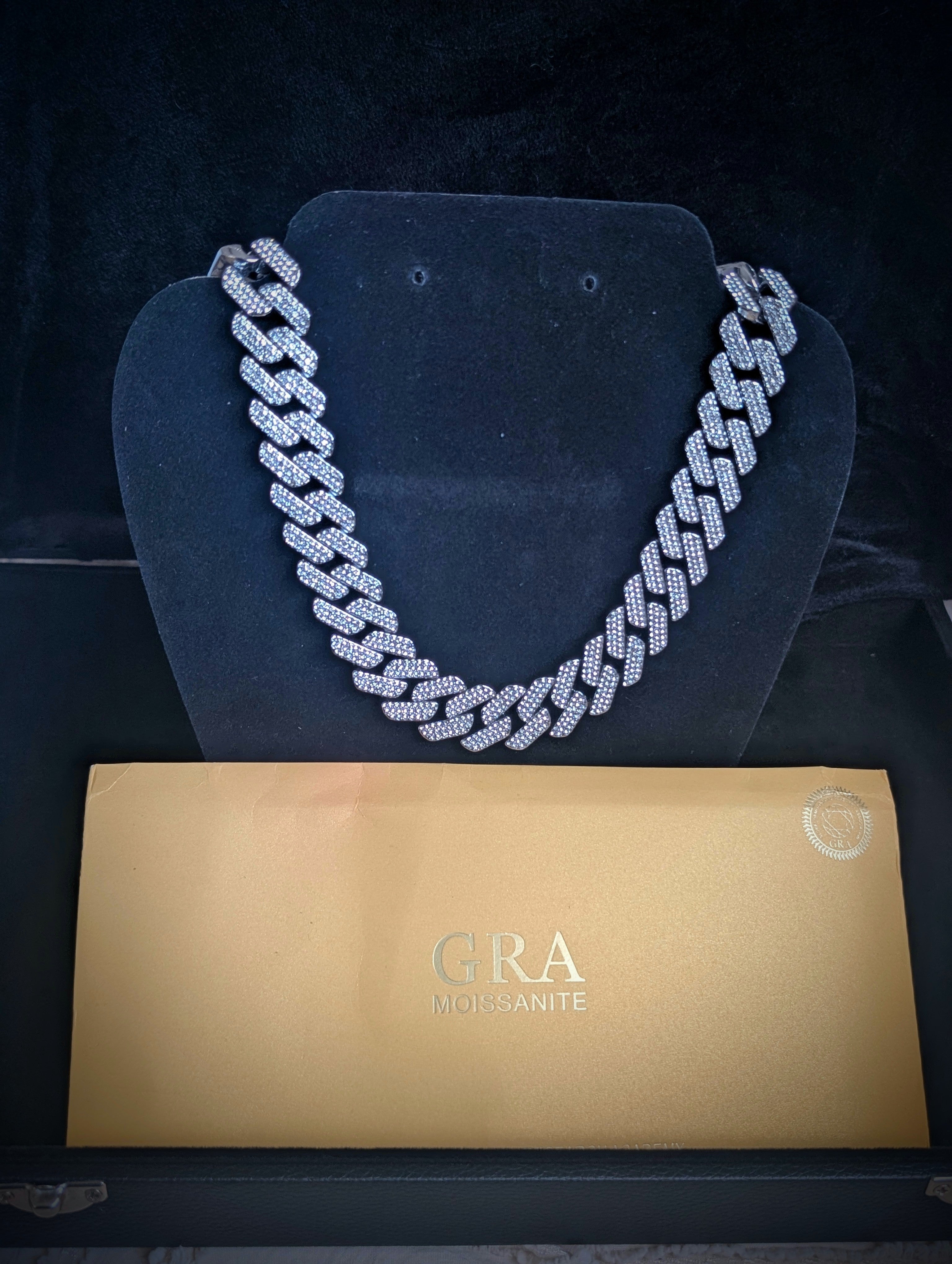 20mm Moissanite Cuban Link Chain – 18"